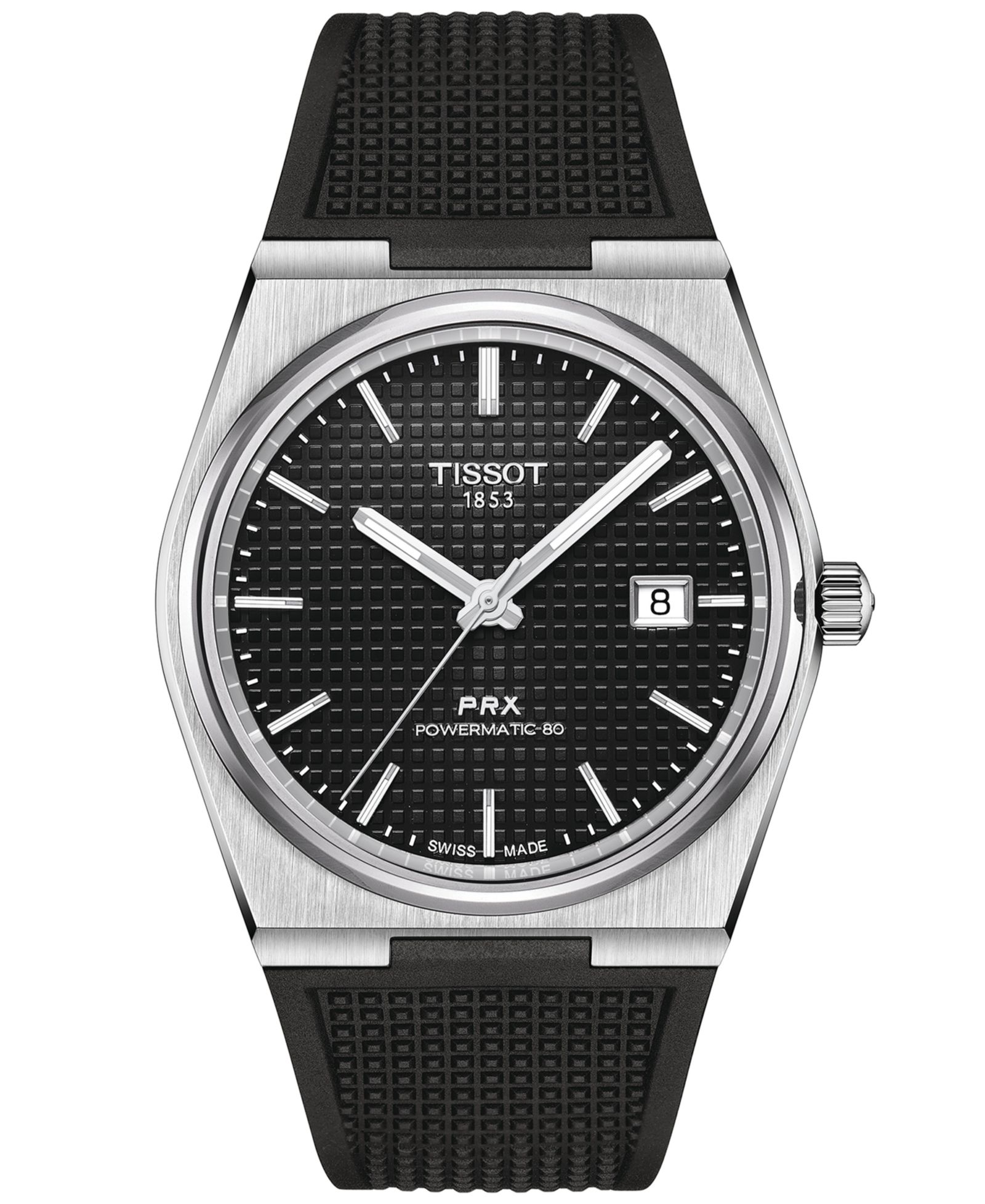 Tissot Men's Swiss Automatic PRX Black Rubber Strap Watch 40mm