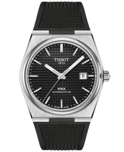 Tissot Men's Swiss Automatic PRX Black Rubber Strap Watch 40mm