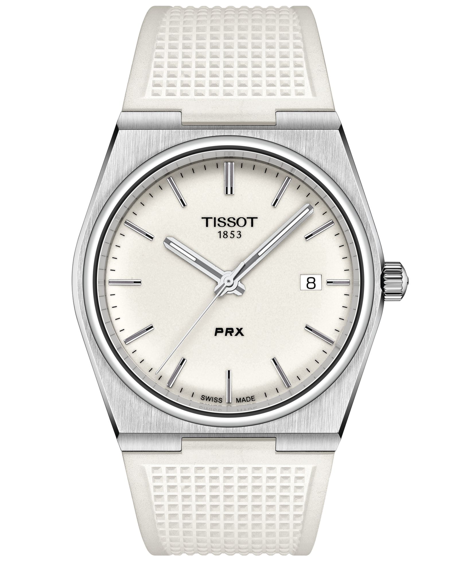 Tissot Men's Swiss Automatic PRX White Rubber Strap Watch 40mm