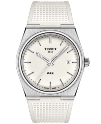 Tissot Мужские швейцарские автоматические часы PRX White Rubber Strap 40mm