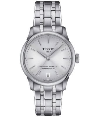 Женские часы Tissot Swiss Automatic Chemin des Tourelles Powermatic 80 Stainless Steel Bracelet 34mm