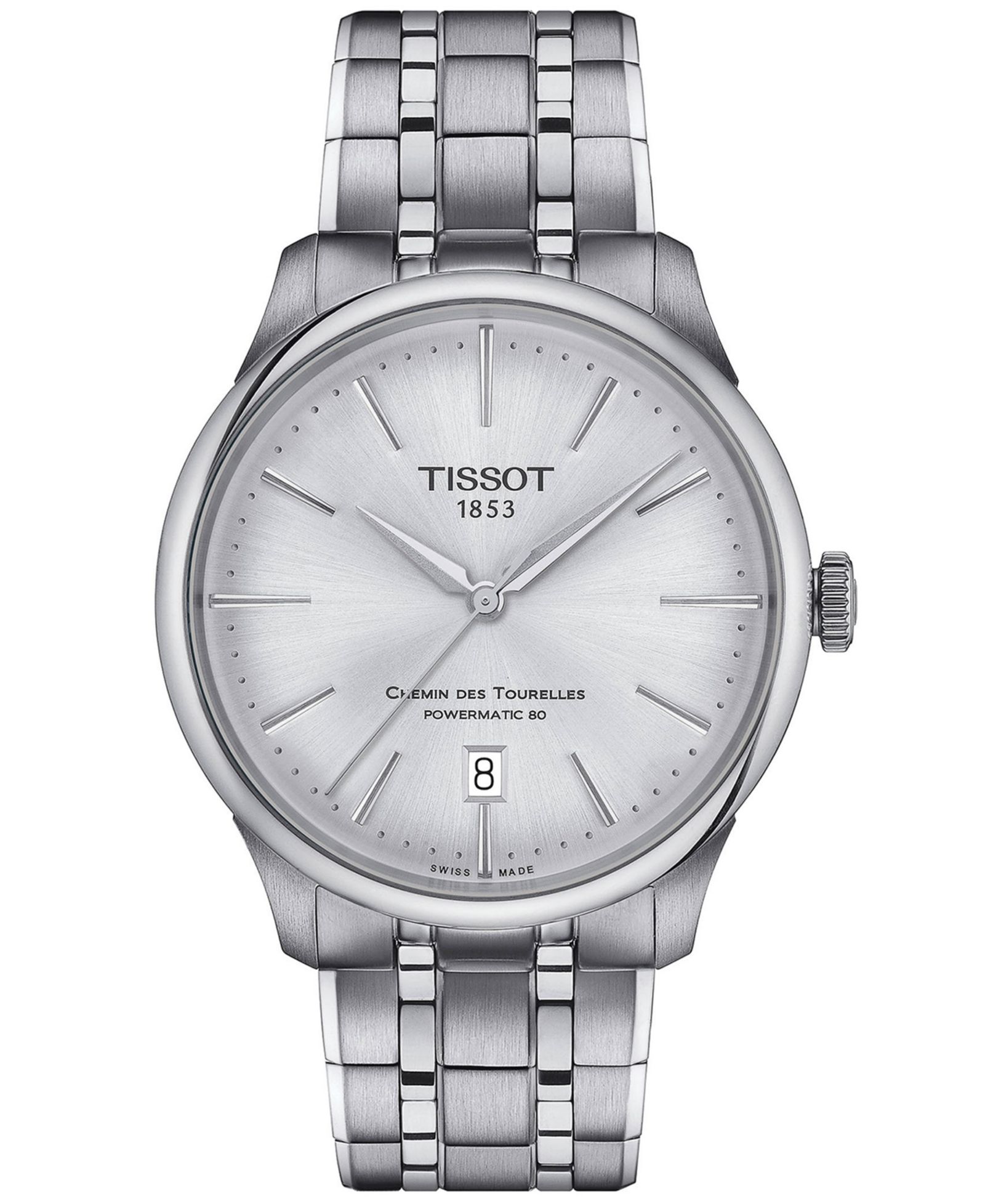Унисекс часы Tissot Swiss Automatic Chemin des Tourelles Powermatic 80 Stainless Steel Bracelet 39mm