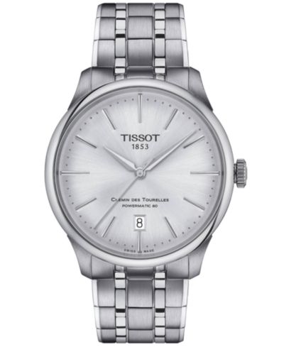 Tissot Unisex Swiss Automatic Chemin des Tourelles Powermatic 80 Stainless Steel Bracelet Watch 39mm