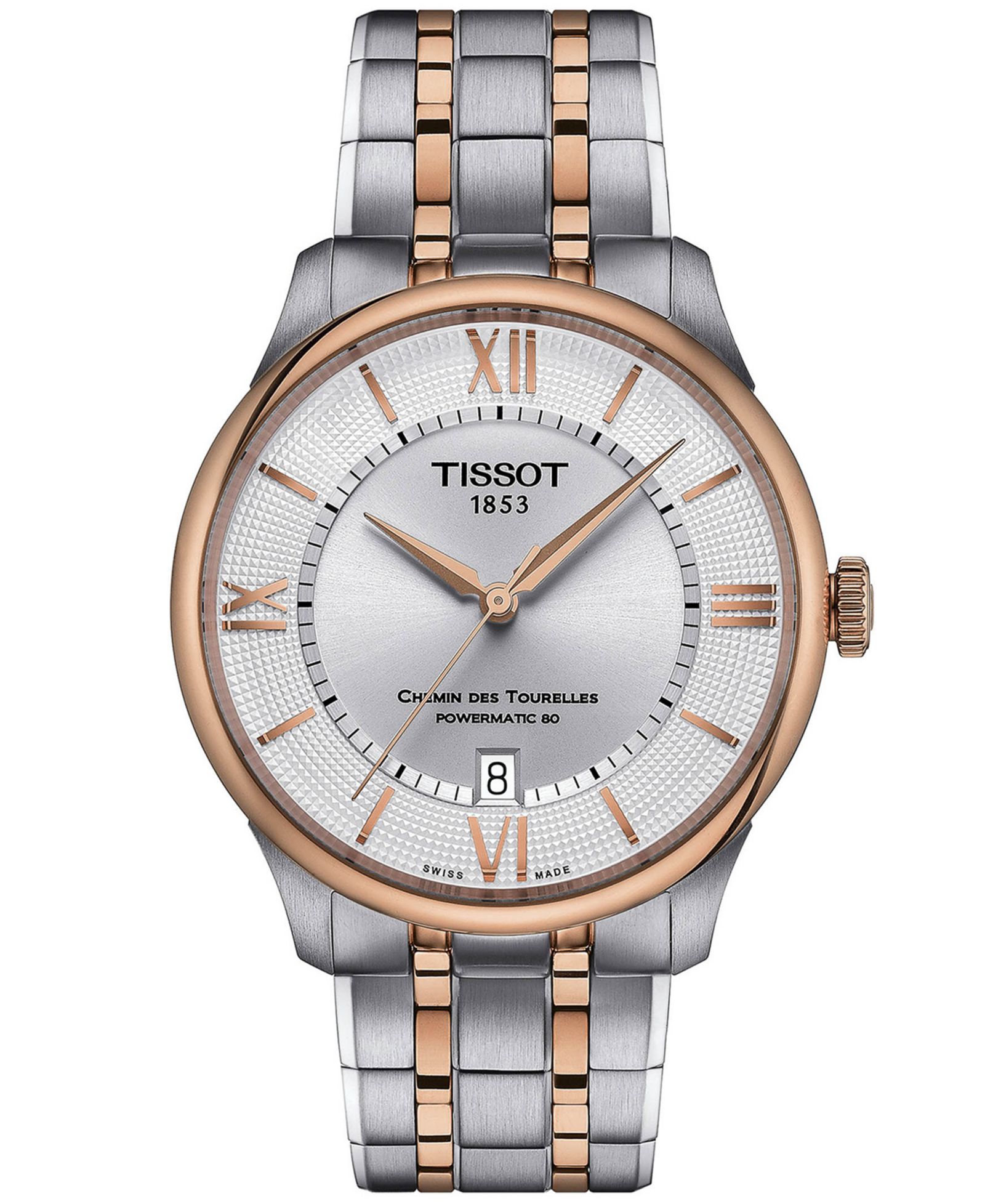 Tissot Часы Tissot Unisex Swiss Automatic Chemin des Tourelles Powermatic 80 Two-Tone Stainless Steel 39mm