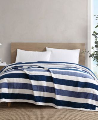 Nautica Awning Stripe Ultra Soft Plush Fleece Blanket, King