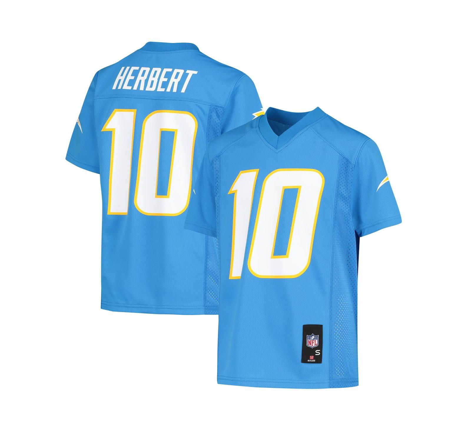 Детская джерси Outerstuff Justin Herbert Los Angeles Chargers Replica Player Powder Blue