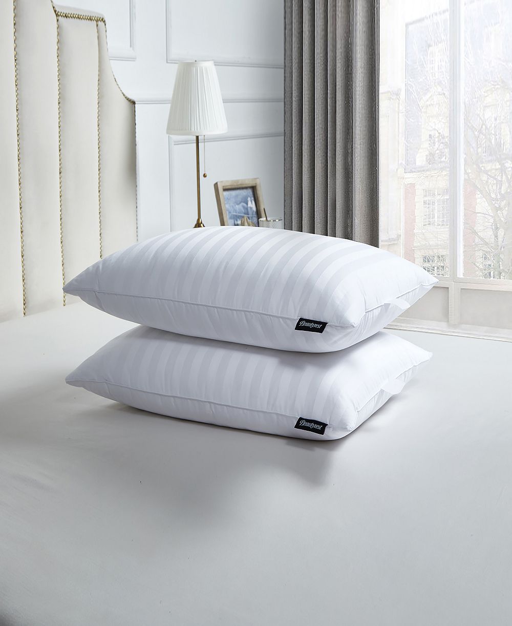 Beautyrest Softy-Around White Goose Feather & Down 500 Thread Count 2-Pack Pillow, Jumbo