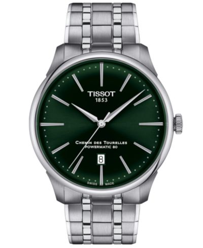 Мужские швейцарские автоматические часы Tissot Chemin des Tourelles Powermatic 80, стальной браслет, 42mm