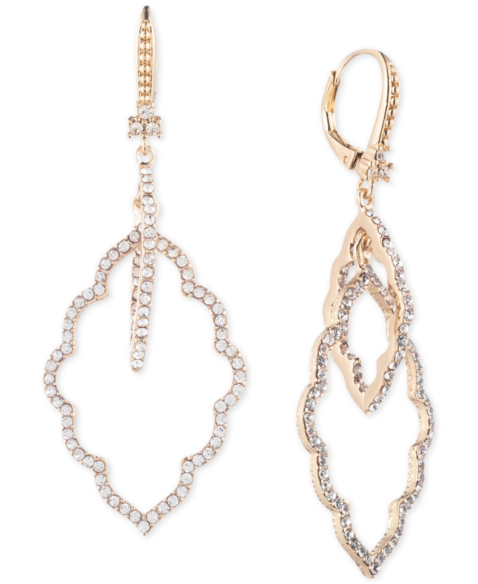 Золотистые серьги-подвески Marchesa Crystal