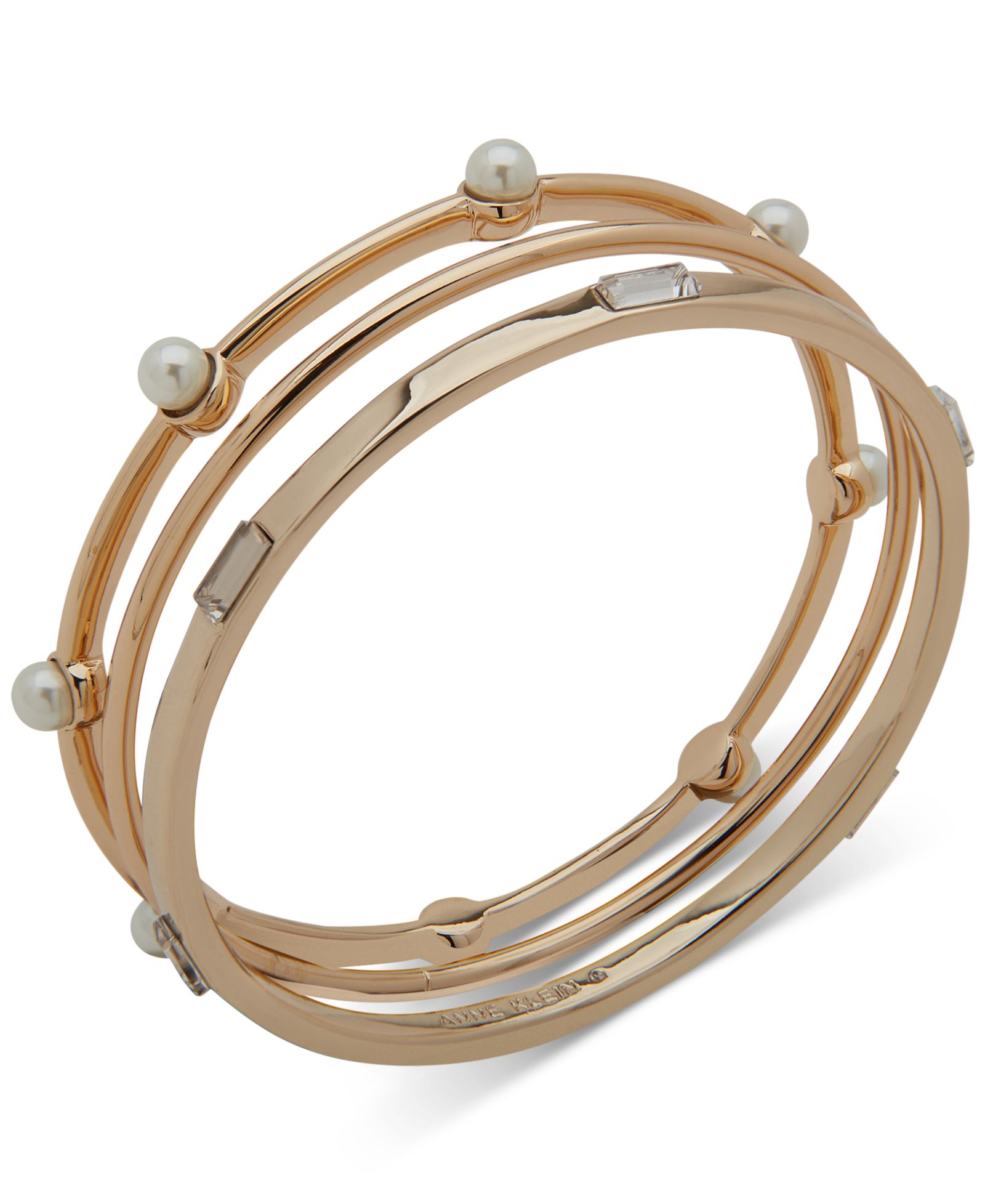 Комплект из 3 браслетов Anne Klein Gold-Tone Crystal Bangle