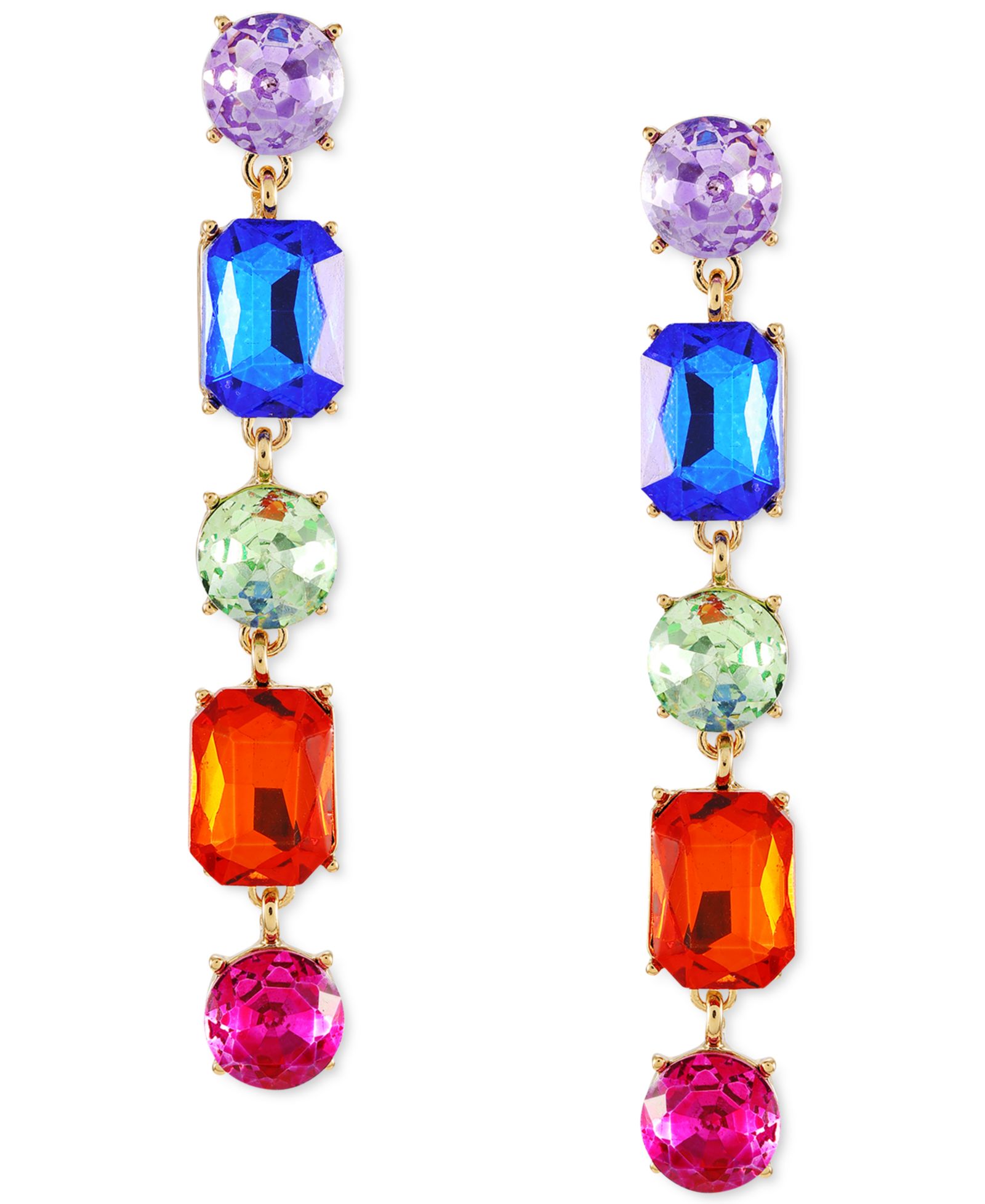 Серьги GUESS Gold-Tone Rainbow Mixed Crystal Linear Drop