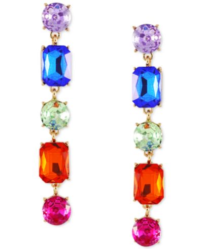 Серьги GUESS Gold-Tone Rainbow Mixed Crystal Linear Drop