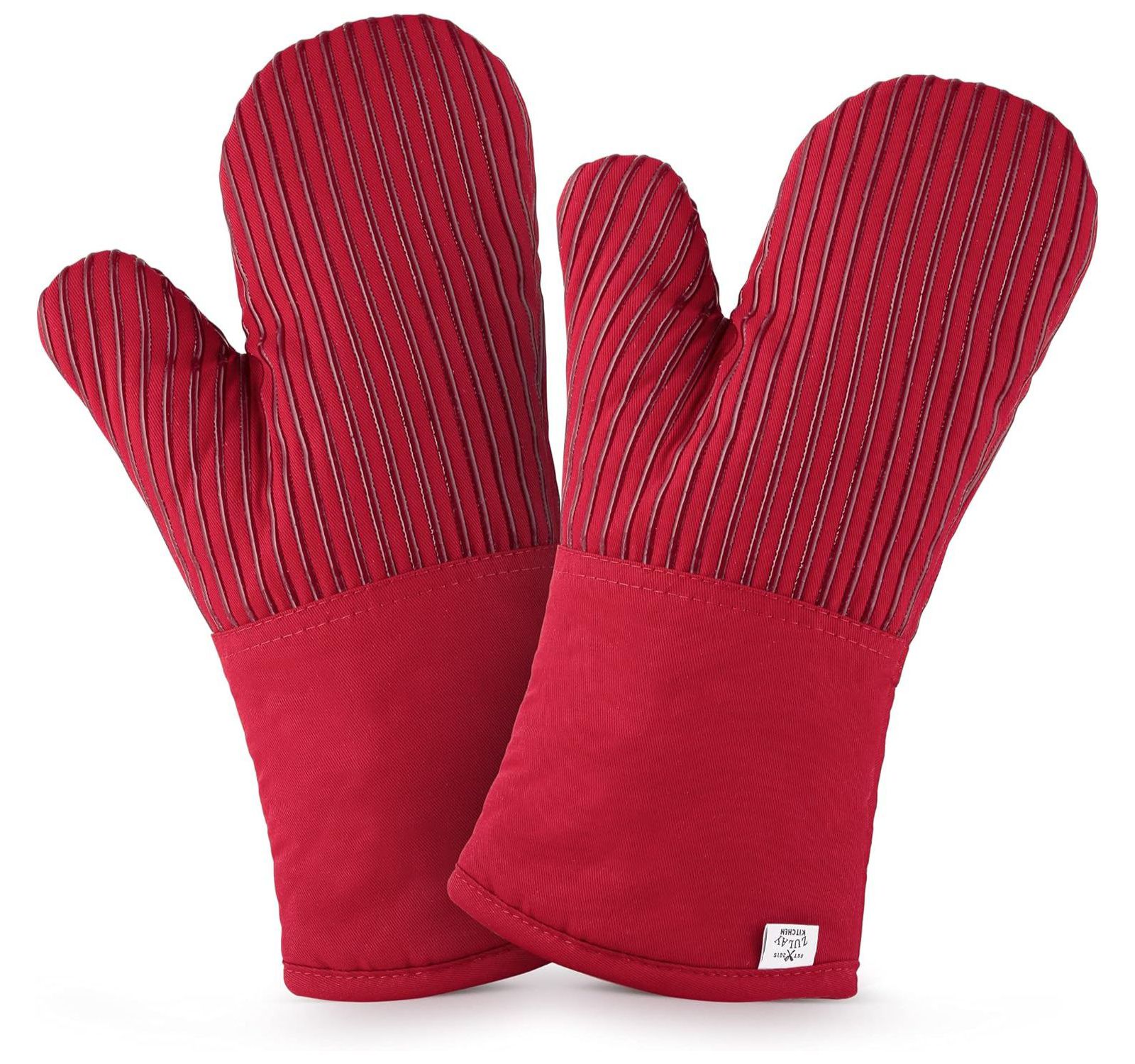 Zulay Kitchen Flexible Cotton Lined with Heat Resistant Silicone Extra Long Oven Mitts
