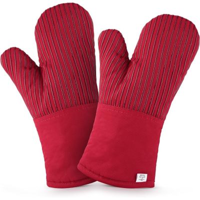 Zulay Kitchen Flexible Cotton Lined with Heat Resistant Silicone Extra Long Oven Mitts