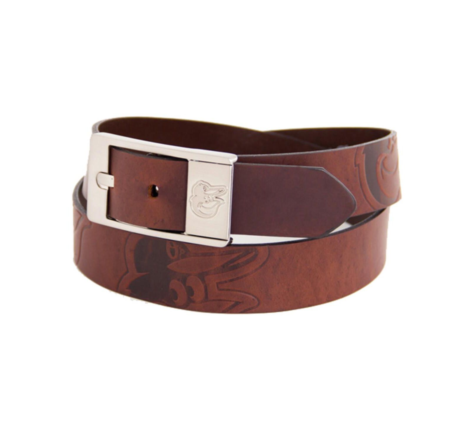 Men's Brown Baltimore Orioles Brandish Leather Belt