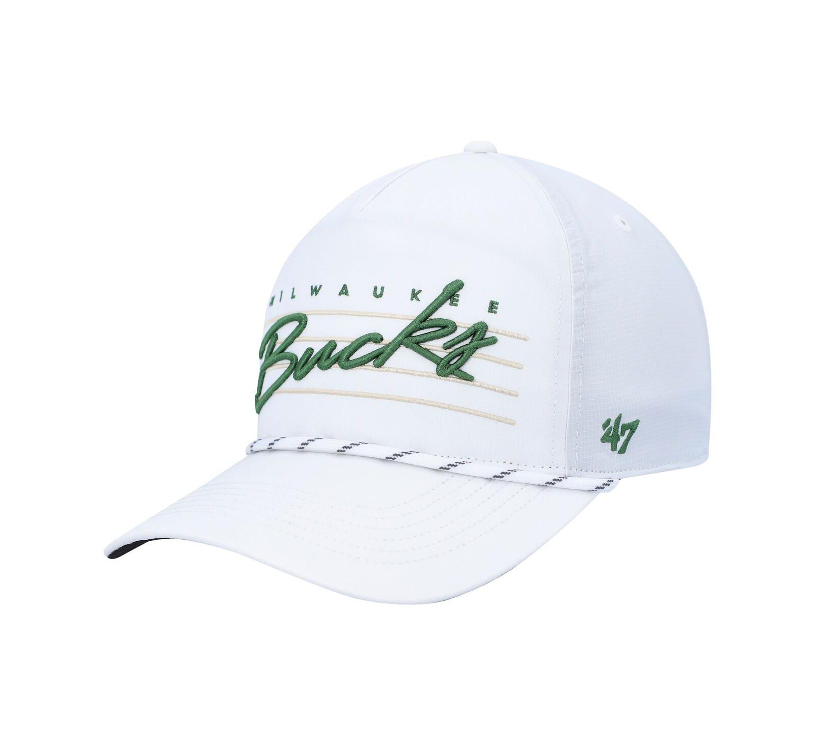 Men's '47 Brand White Milwaukee Bucks Downburst Hitch Snapback Hat