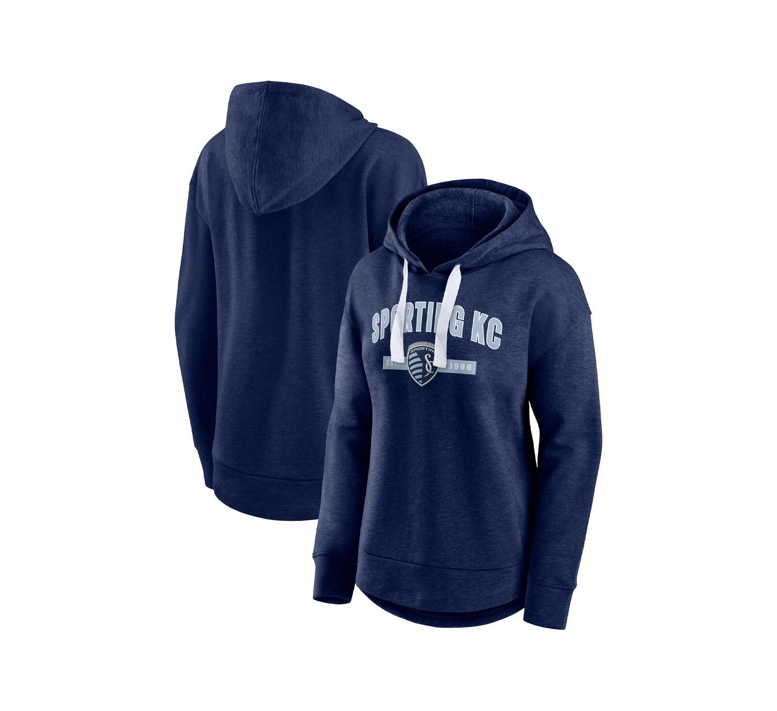 Женское худи Fanatics Heather Navy Sporting Kansas City Lineup