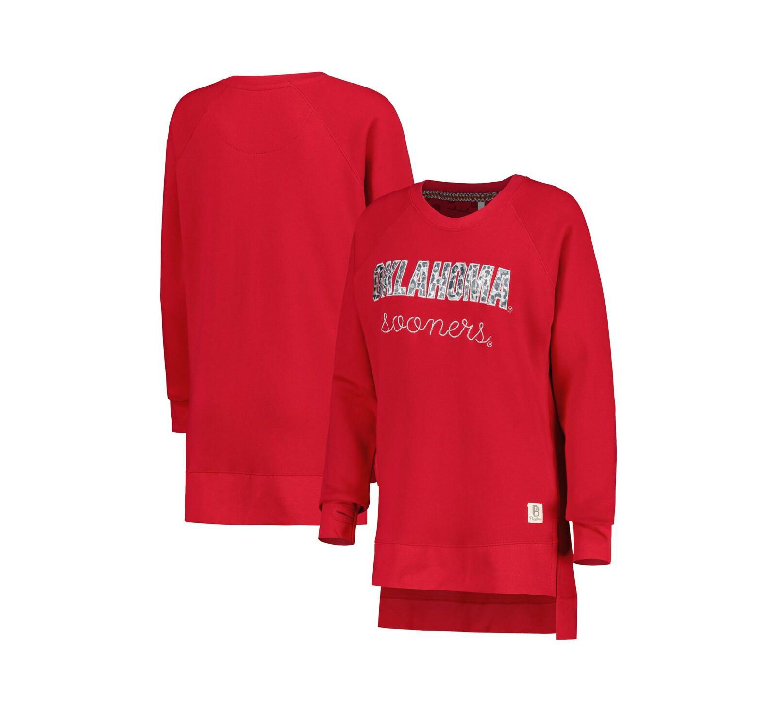 Pressbox Женская толстовка Raglan Pullover Crimson Oklahoma Sooners Steamboat Animal Print