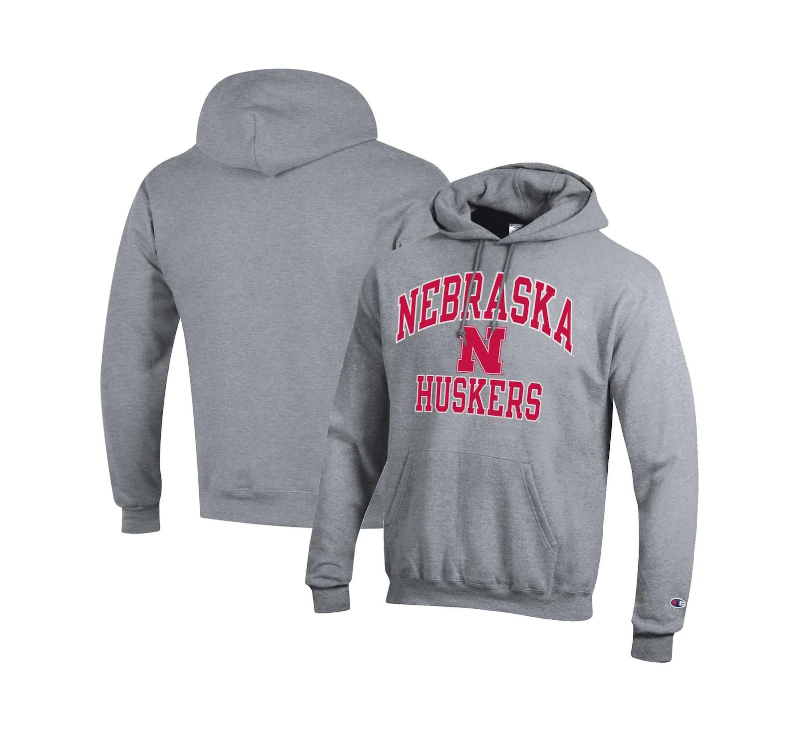 Мужское худи Champion Heather Gray Nebraska Huskers High Motor Pullover