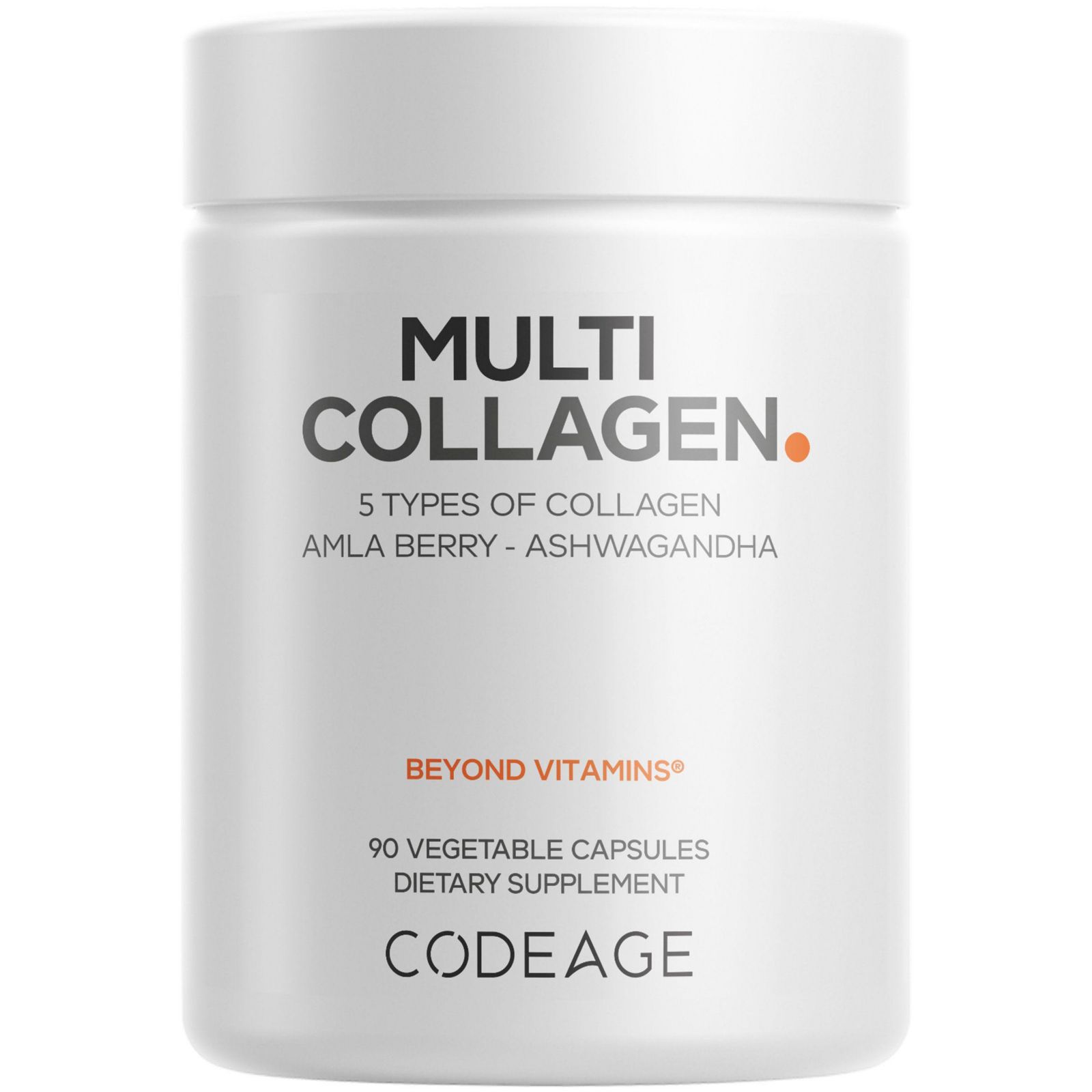 Капсулы Codeage Multi Collagen Peptides, 5 типов коллагена, гидролизованный говяжий коллаген, ашваганда, 90 капсул
