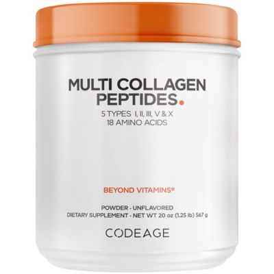 Codeage Multi Collagen Protein Powder Peptides, Hydrolyzed, Type I, II, III, V, X Grass Fed All in One Super Bone Broth Collagen Supplement, 20 Ounces