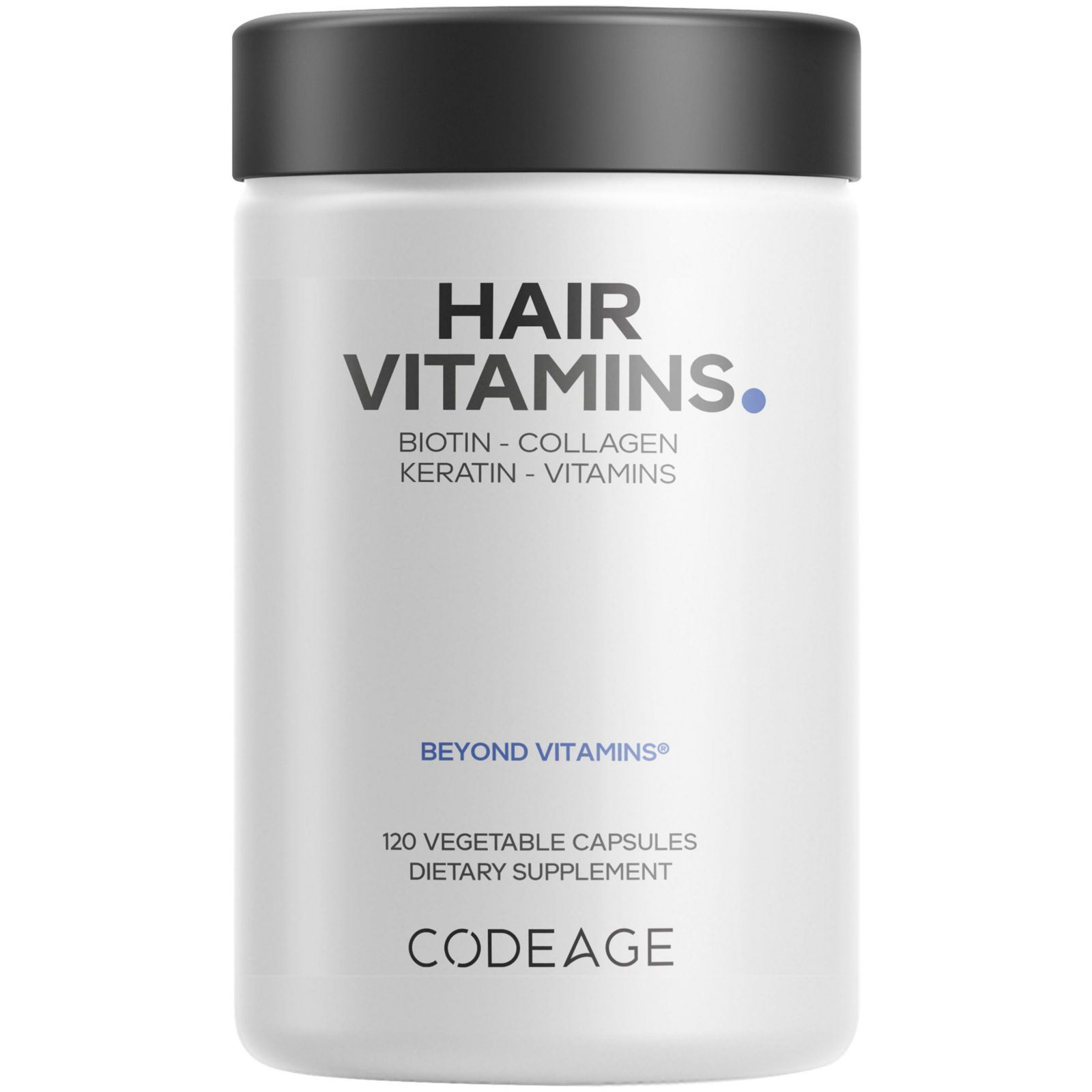 Витамины для волос Codeage Hair Vitamins 10000 mcg Biotin, Keratin, Collagen, Vitamin A, B12, C, D3, E, 120 Capsules