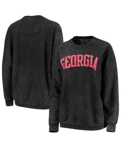 Женский свитшот Pressbox Georgia Bulldogs Comfy Cord Vintage-Like Wash Basic Arch Pullover Black