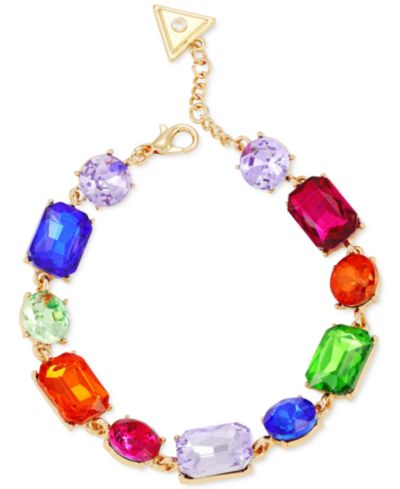 Браслет GUESS Gold-Tone Rainbow Mixed Crystal Flex