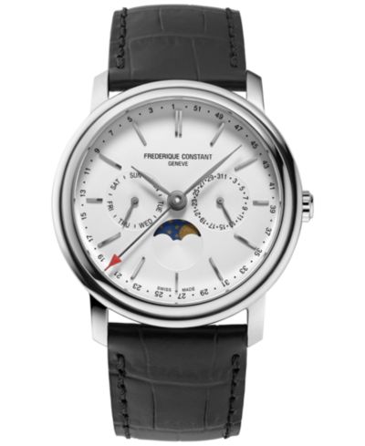 Frederique Constant Мужские швейцарские классические деловые часы Black Leather Strap 40mm