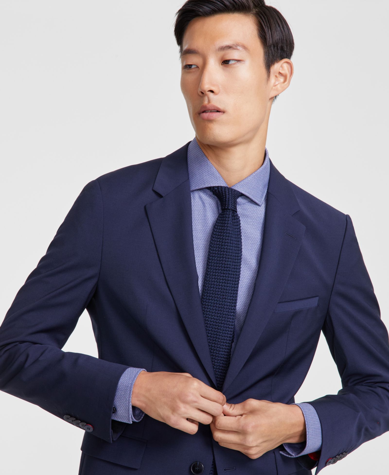 HUGO by Hugo Boss Men's Modern-Fit Solid Wool-Blend Suit Jacket