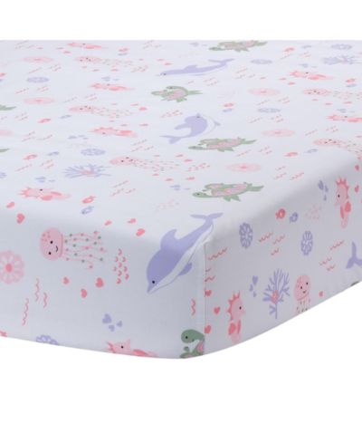 Lambs & Ivy Lambs and Ivy Sea Dreams Soft White 100% Cotton Nautical Ocean Fitted Crib Sheet