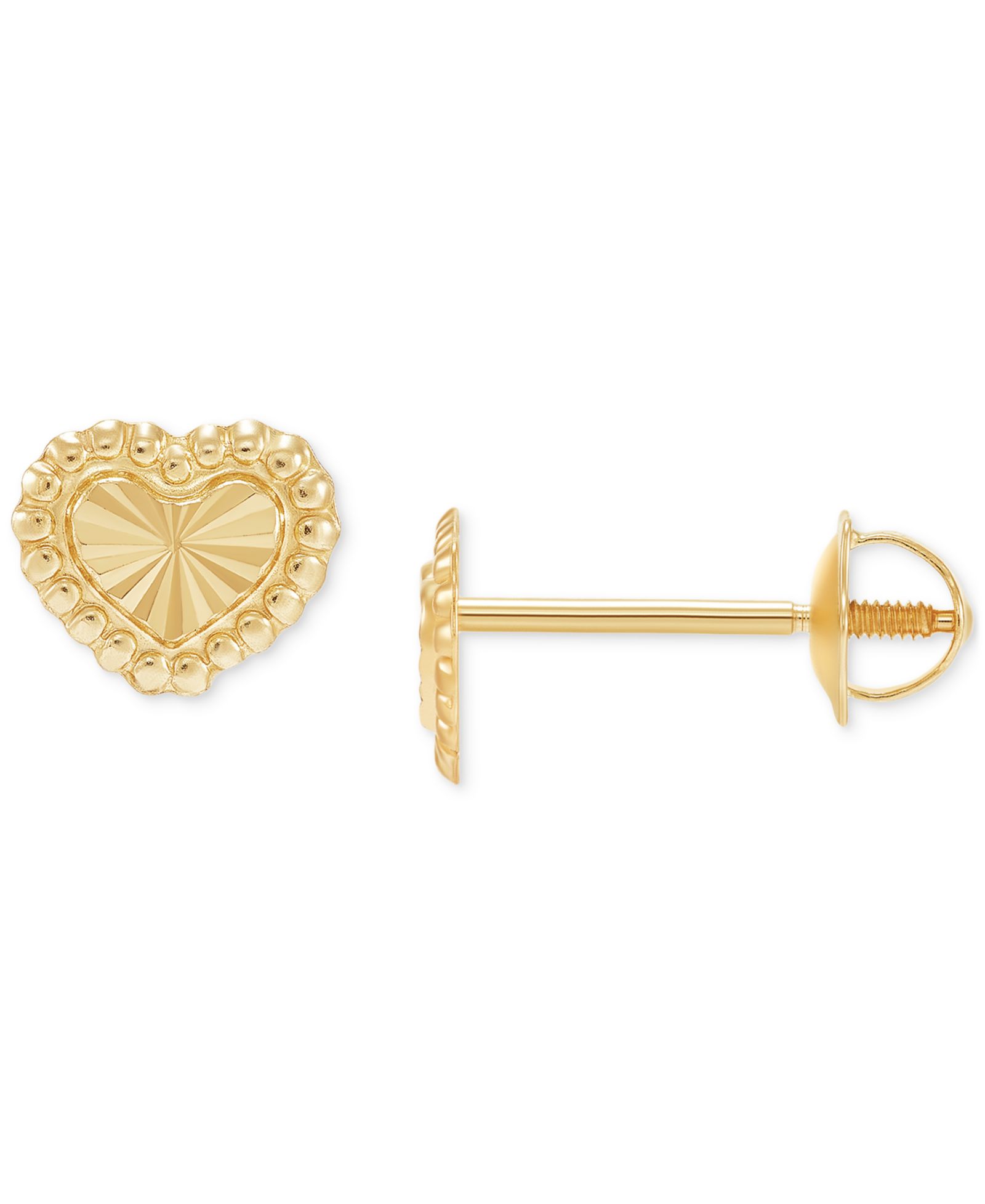 Детские серьги-гвоздики Macy's Beaded Heart 14k Gold