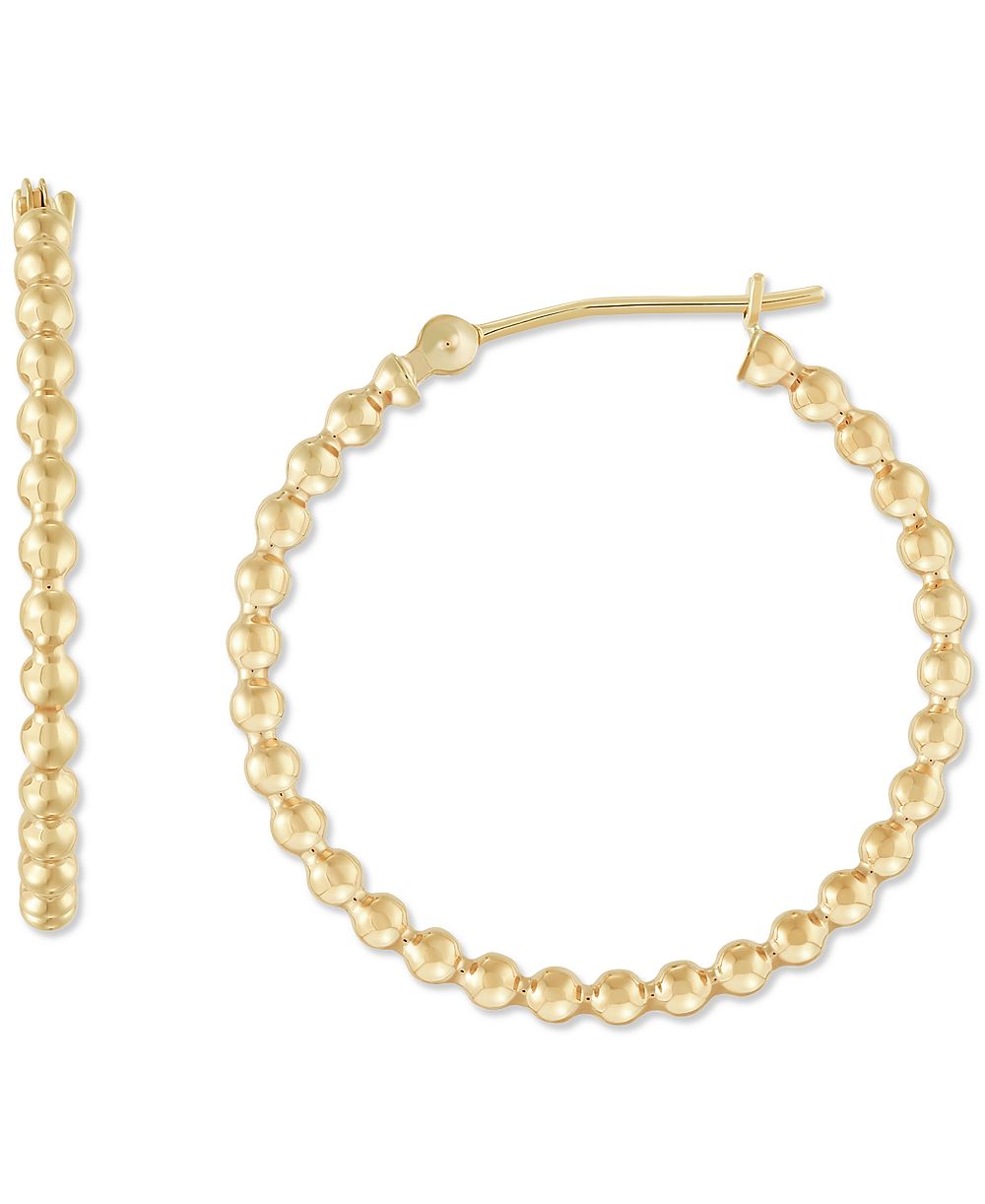 Серьги-кольца Small Hoop из полированного бисера 10k Gold, 25mm