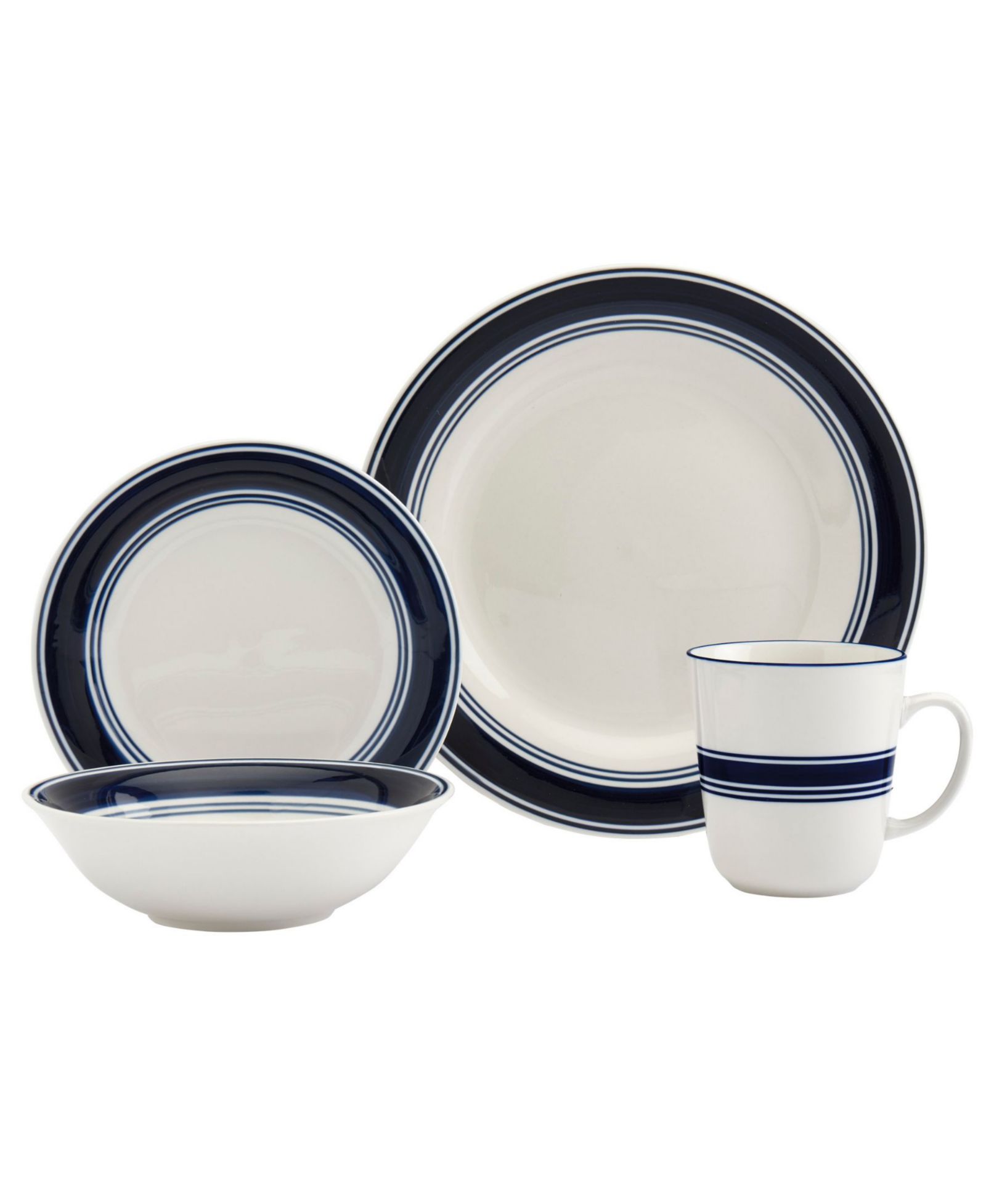 Tabletops Gallery Blue Stripes 16 Pc. Dinnerware Set, Service for 4