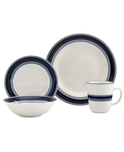 Tabletops Gallery Blue Stripes 16 Pc. Dinnerware Set, Service for 4