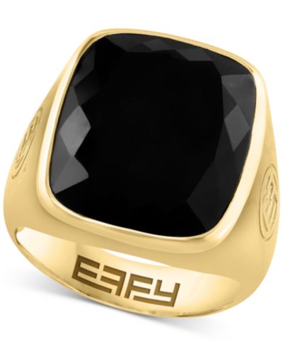 Мужское кольцо EFFY® Onyx Statement из стерлингового серебра с напылением 14k Gold
