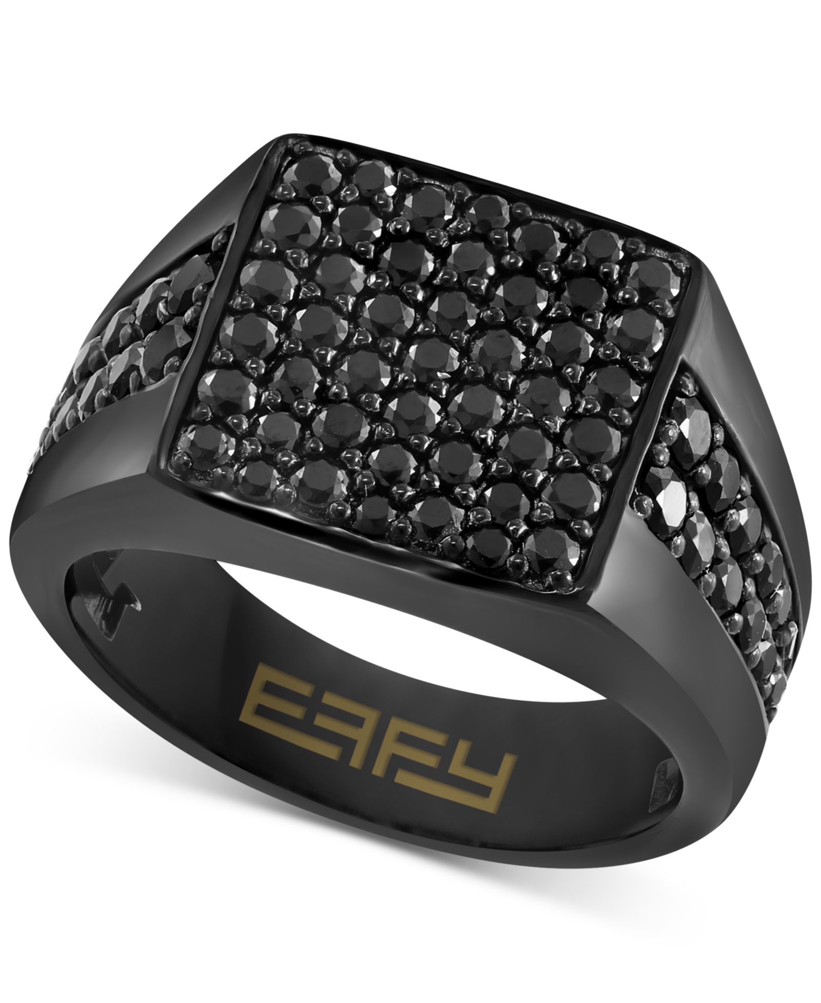 Мужское кольцо EFFY® Black Spinel Cluster в серебре с черным PVD-покрытием
