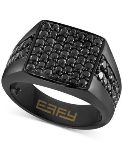 Мужское кольцо EFFY® Black Spinel Cluster в серебре с черным PVD-покрытием