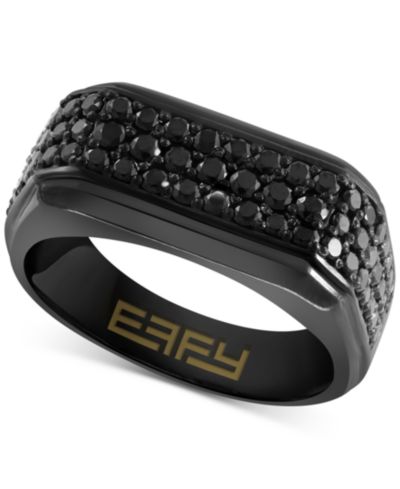 Мужское кольцо EFFY® Black Spinel в черном PVD-покрытии из серебра