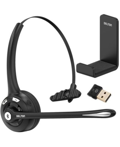 Delton Беспроводная компьютерная гарнитура с USB-адаптером и микрофоном с шумоподавлением, Black