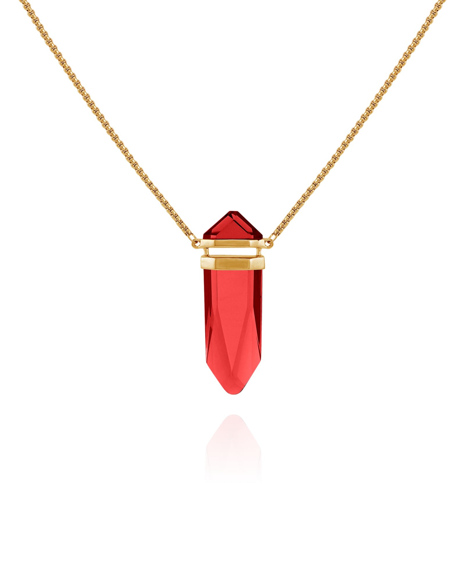 Длинная цепочка Vince Camuto Imitation Red Siam Epoxy Pendant Gold-Tone Statement Necklace