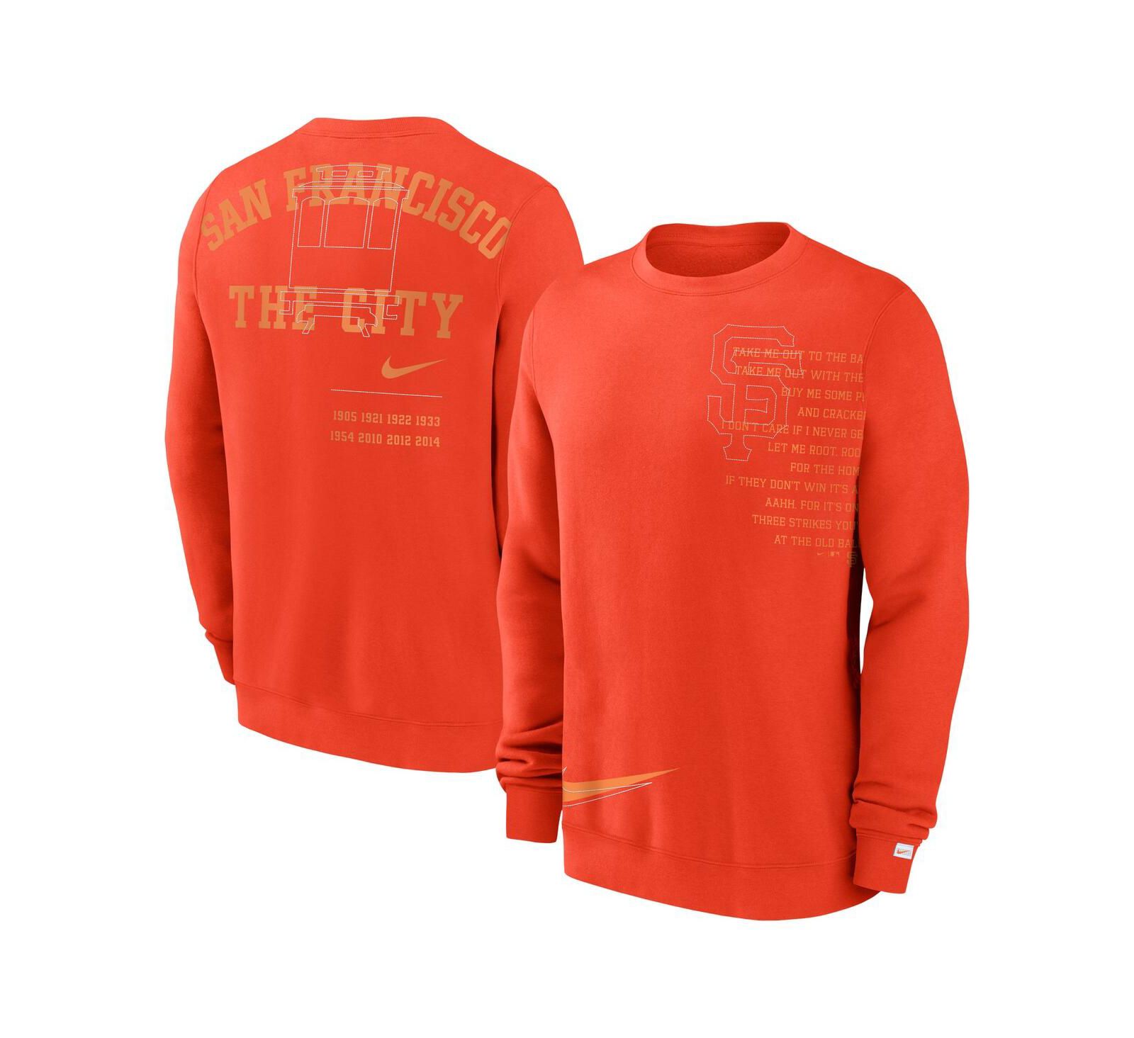 Men's Nike Orange San Francisco Giants Statement Ball Game Fleece Pullover Sweatshirt