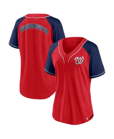 Женская футболка Fanatics Red Washington Nationals Ultimate Style Raglan V-Neck