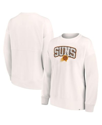 Women's Fanatics White Phoenix Suns Tonal Leopard Pullover Sweatshirt
