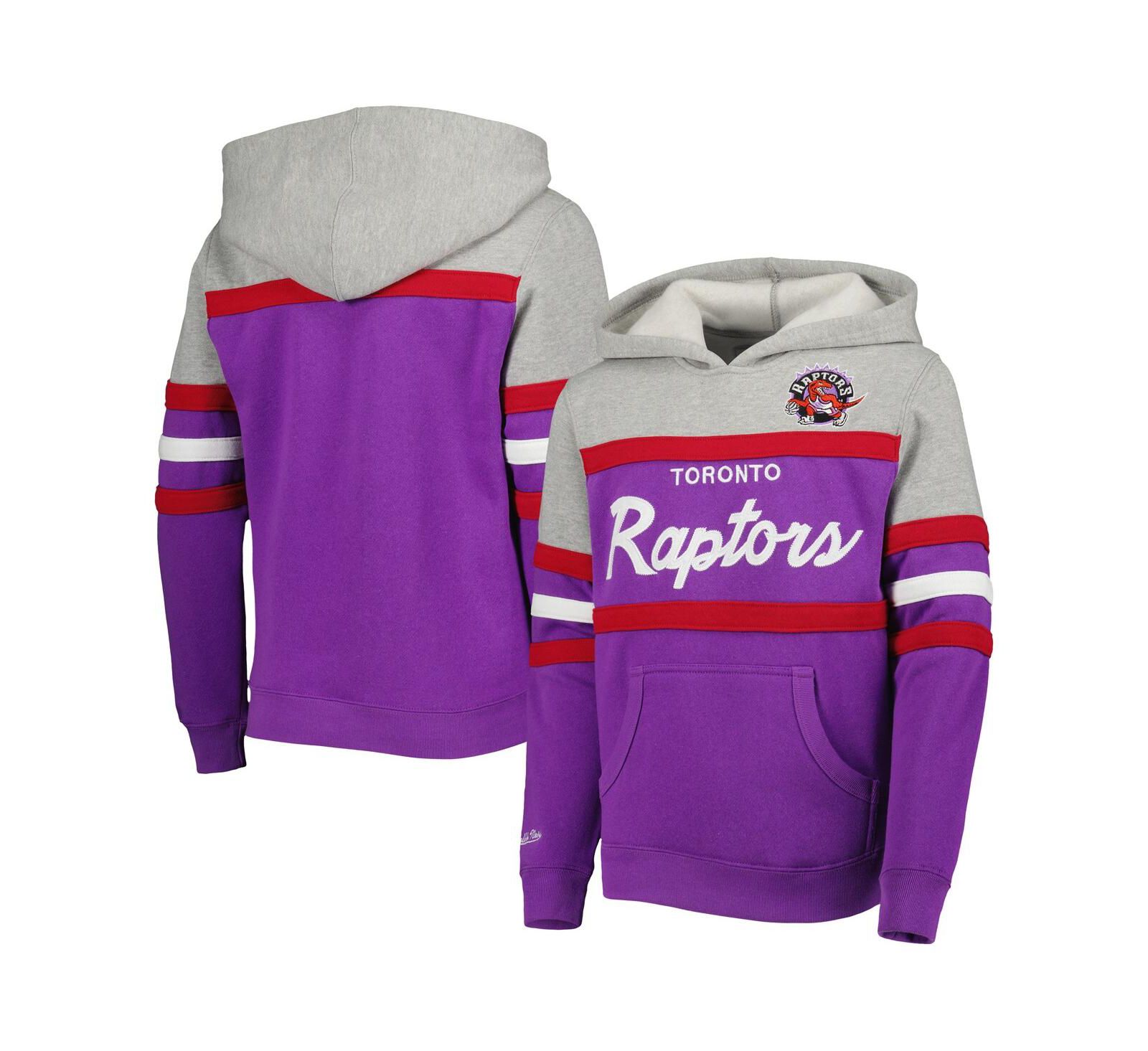 Худи Mitchell & Ness Toronto Raptors Hardwood Classics для мальчиков и девочек, серого цвета с фиолетовым принтом