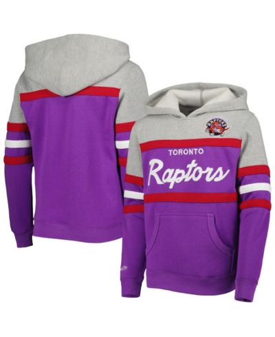 Худи Mitchell & Ness Toronto Raptors Hardwood Classics для мальчиков и девочек, серого цвета с фиолетовым принтом