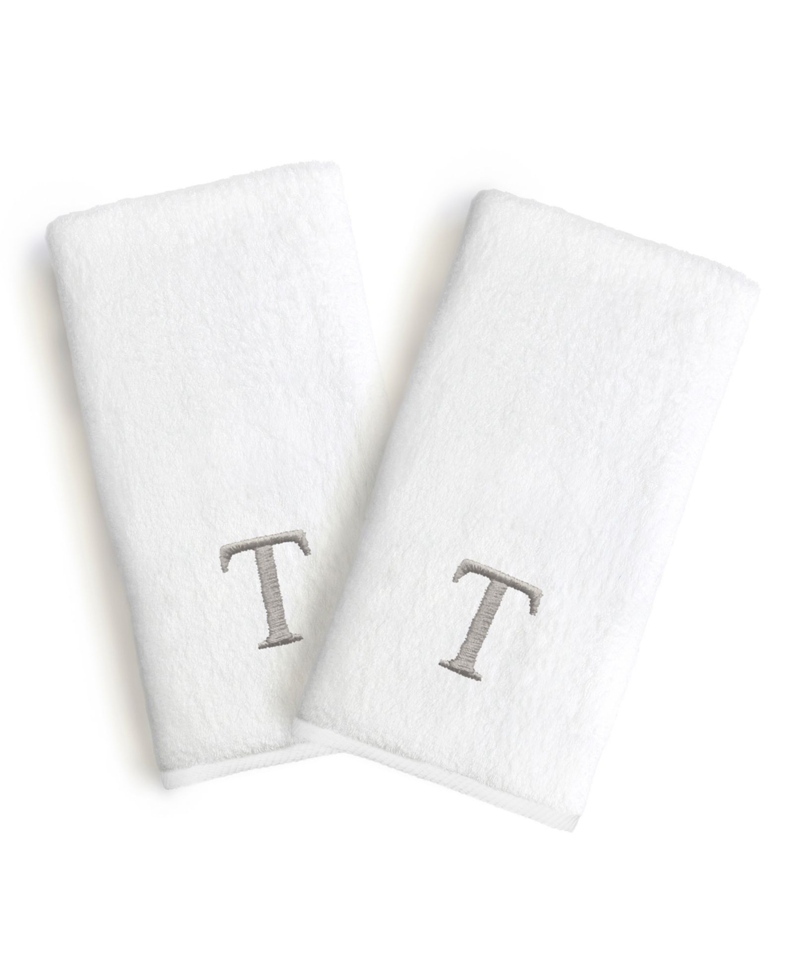 Linum Home Bookman Font Monogrammed Luxury 100% Turkish Cotton Novelty 2-Pc Hand Towels, 16" x 30"