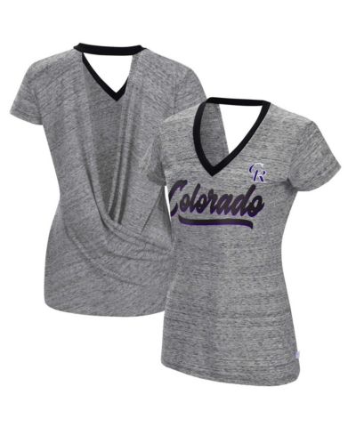Женская футболка Touch Black Colorado Rockies Halftime Back Wrap V-Neck