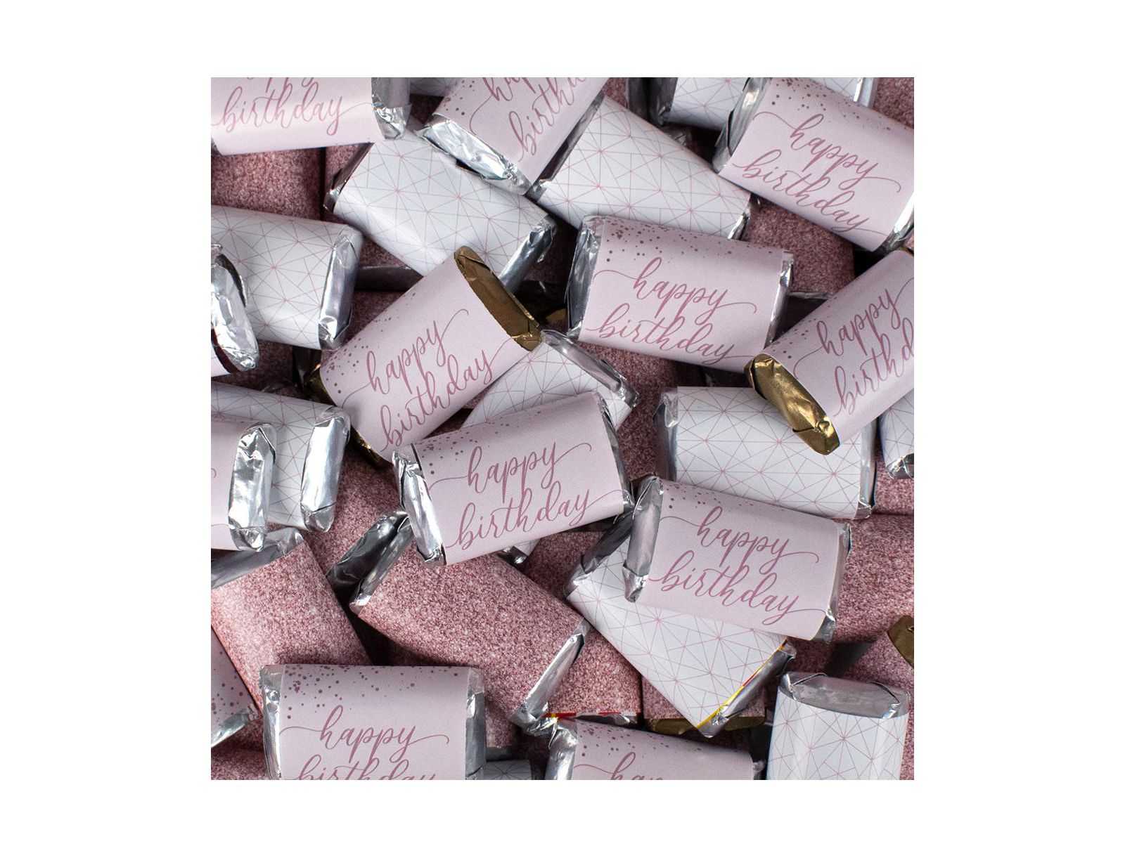 Just Candy Rose Gold Happy Birthday Candy Hershey's Chocolate Mix, 108 Pieces