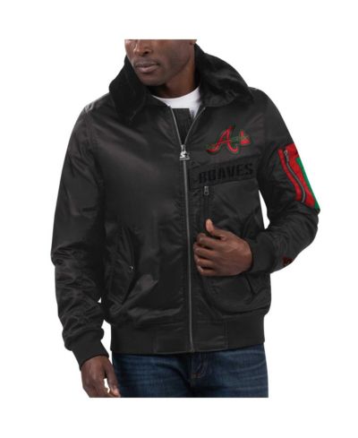 Men's Starter x Ty Mopkins Black Atlanta Braves Black History Month Satin Full-Zip Jacket